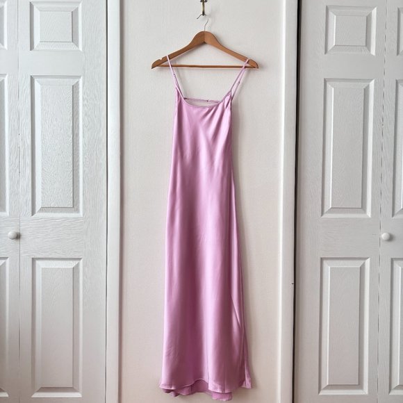 Zara Lavender Satin Effect Midi Slip Dress - Picture 3 of 7